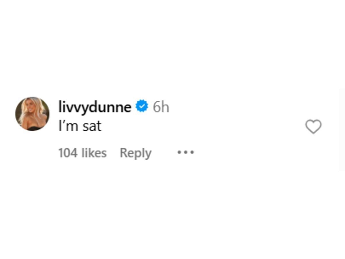 Dunne's comment on Instagram